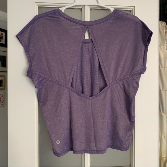 LULULEMON Purple Iridescent Cropped Muscle Tee Sleeveless Top - Picture 7 of 10